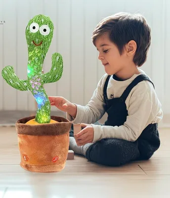 Rechargeable Talking Cactus Toy - Dancing & Singing Plush with Voice Mimicry, Music & LED Lights