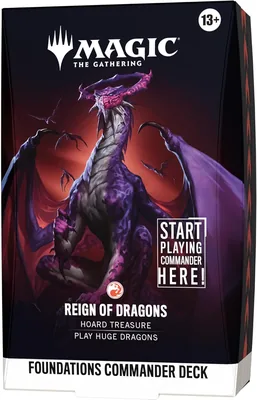 Magic: The Gathering Foundations Commander Deck - Reign of Dragons | Baraja de 100 Cartas + Accesorios