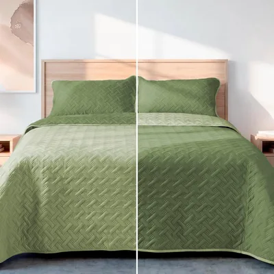 Dreamlab Colcha Ligera Pinsónica Doble Vista con Fundas de Almohadas | Edrecolcha Capitonada Reversible | Edredón de Verano | Azul