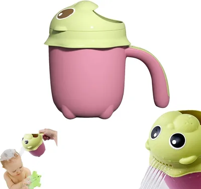 Baby Bath Rinse Cup 22.9oz Cute Animal Waterfall Rinser Newborn Hair Washing Flow Control Shower Tool Infant Bathing Accessory