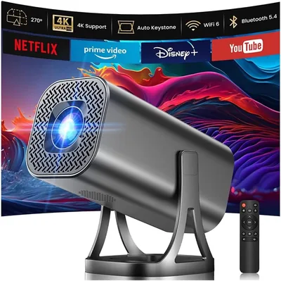 Proyector Portátil HD 1080p Compatible con 4K, Mini Proyector 22.000 Lumens 260 ANSI, WiFi 6 Bluetooth 5.4 Android 12.0 - 8% de Descuento