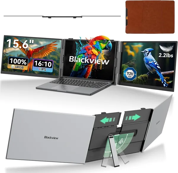 Blackview Triple Laptop Screen Extender,15.6" Portable Monitor [FHD 1080P T V S D & Ultra-Slim]