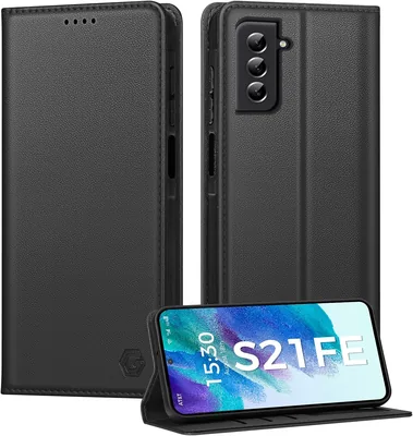 Etui do Samsung Galaxy S21 FE - Skórzane Etui z Klapką, Przegródki na Karty, Best Deal