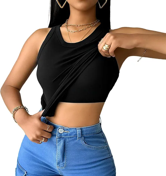 Tank Top with Built in Bra, Ribbed Tank Tops for Women, Stretchy Fitted Built in Bra Camisole Sleeveless Casual Top