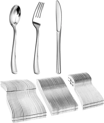 Party Silverware Set - Reusable Plastic Cutlery for Travel & Picnics