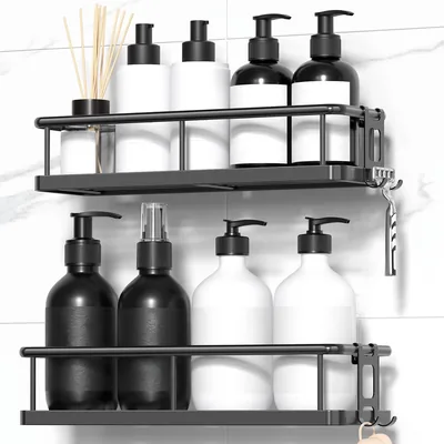 Paquete de 2 Estanterías para Ducha sin Taladro, Acero Inoxidable, para Baño y Cocina Alma