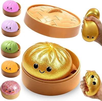 Andanna Dumpling Steamer Squishy لعبة توتر حسية، مصنوعة من TPR، 9 سم مع البخار