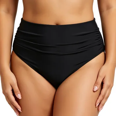 Pantalón de bikini alto para mujeres, fondo alto, bañador con efecto planchado, ropa de baño reducente, mejor oferta