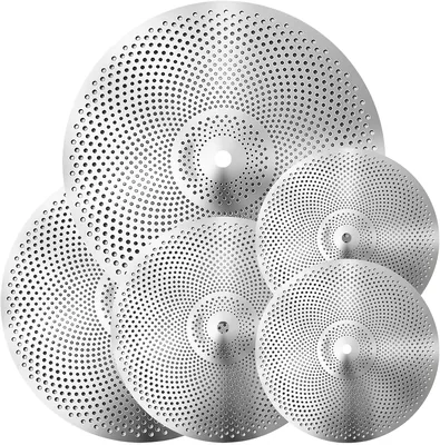 Practice Cymbal Set - 5 Piece 14/14/16/18/20", Quiet Perforated Cymbals Best Deal