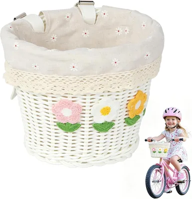 FARYODI Barns Braided Bicykelbasket med Ledersträp, Utomhus Bicykel Accessori