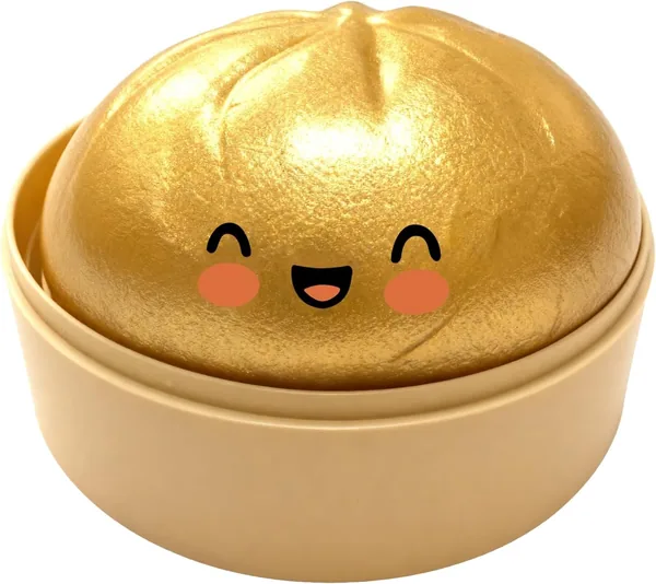 Squishy Glitter Dumpling, Grande Ravioli Antistress per Adulti e Bambini, Pallina Morbida con Vaporiera