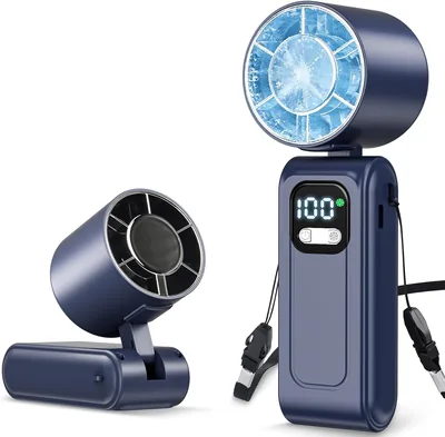 Tragbarer Handventilator 3-in-1 mit 16000 U/min Super-Turbo, 5000 mAh wiederaufladbare Batterie, 5 Windstufen und kontinuierlicher Steuerung, Long
