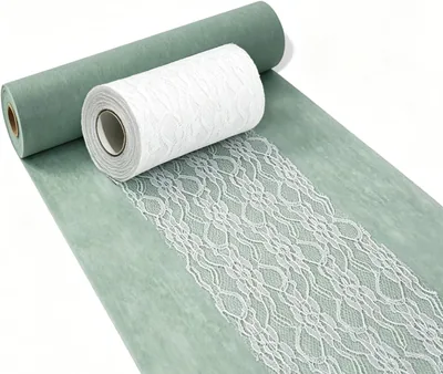 YUNSHANGHE Bordslöpare set - Eukalyptus grön och vitt för nattvard, 30 cm x 25 m
