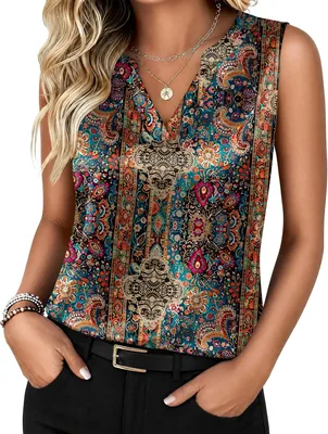 Zeagoo Silk Satin Tank Tops Women V Neck Blouses - Best Deal