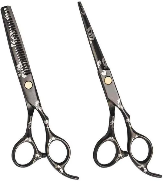 Professional Hair Cutting Scissors Set with Thinning Shears 440C Steel Barber Kit