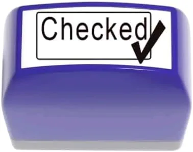 Checked Stamp with Tick Mark, Blue Self-Inking Office Stamp