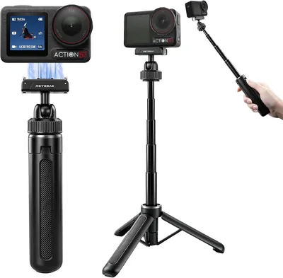 REYGEAK Mini Selfie Tripod för Osmo Action 6/Nano/Action 5/4/3, Extenderbar handle med snabbt släpp 360° Gimbal för vertikal