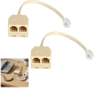 HENGBIRD 2szt. Rozdzielacz do telefonu RJ11 na 2 - Adapter 6P4C, wtyczka RJ11 na 2 gniazda RJ11, rozdzielacz kabelowy
