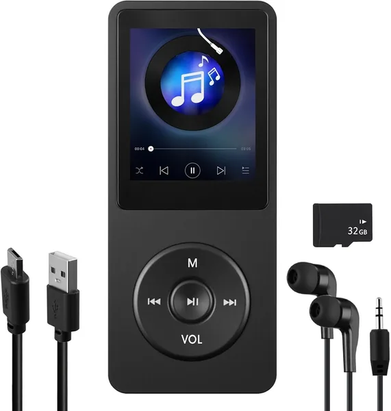 Reproductor MP3 32GB Bluetooth 5.3 con Altavoces HD y Pantalla TFT 1.8 Pulgadas