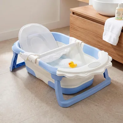 BEBBLY Bañera Plegable para Bebé, Moderna Tina de Baño con Cojín Antideslizante y Red de Soporte, Segura para Bebé Recién Nacido - 23% Off