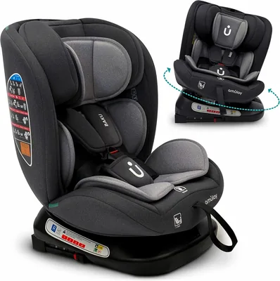 Amulay Autoasiento Baku 360° Isofix i-Size - Silla para Bebé de 0 a 12 Años, Giratorio 360°, Grupos 0-1-2-3, Arnés 5 Puntos C
