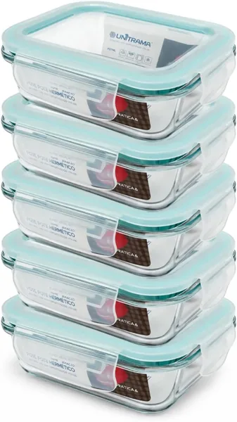 5 Potes de Vidro Herm ticos 370ml - Tampa com Trava, Veda o Airtight