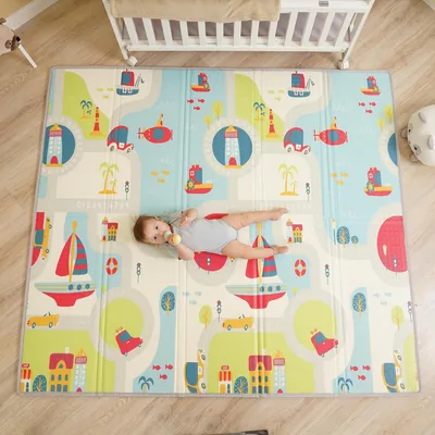 Colchoneta Plegable para Bebés de 180 x 200 x 1.5 cm - Gimnasio - Tapete de Juego - Impermeable y Reversible - Gimnasio Infantil - Regalo para Bebés