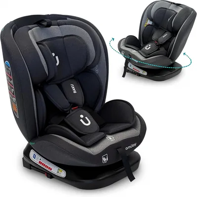 Amulay Autoasiento Baku 360° Isofix i-Size - Silla para Bebé de 0 a 12 Años, Giratorio 360°, Grupos 0-1-2-3, Arnés 5 Puntos C