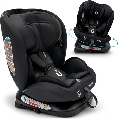 Asiento Auto Amulay Baku 360° con Isofix i-Size - Silla para Bebé de 0 a 12 Años, Rotación 360°, Grupos 0-1-2-3, Arnes de 5 Puntos