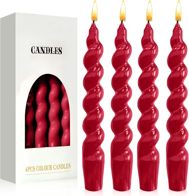 White Shop Candles Set of 4 - 7 inch Handmade Smokeless Dripless Twisted Taper Candles
