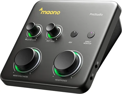 Interfaz de Audio MAONO USB para PC: Sonido de Estudio de 24-Bit/192kHz Compatible con PC Mac iPad iPhone Grabación Loopback Auto-Ganancia