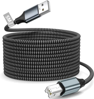 Kabel USB do drukarki 5 m, USB 2.0 Typ A - B, Pleciony Nylon, Wysoka Prędkość, Kompatybilny z Canon, HP, Lexmark - Best Deal