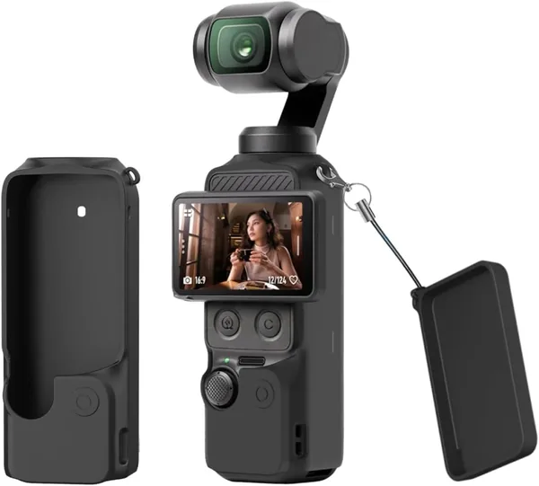 Silicone Cover Case for DJI Osmo Pocket 4: Silicone Sleeve Skin Screen Protective Case with Anti-Loss Lanyard for DJI Osmo Pocket4 Action Camera Accessories