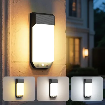 LOTMOS Ensemble de 1 Éclairage mural extérieur à détection de mouvement, 3 couleurs (3000K/4000K/6500K) LED extérieur étanche IP65, 16 W