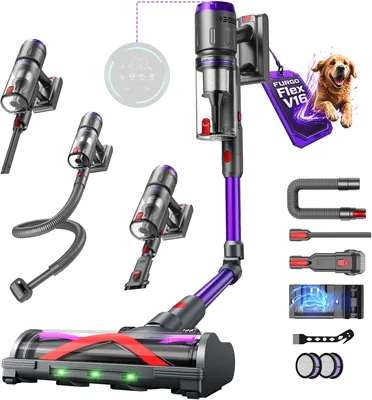 Circlio Aspiradora Inalámbrica 58000Pa/600W/75Min, Aspiradora Potente sin Cable con Brazo Flexible, Extensible a 1m