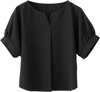 Rope Picnic Women's Airy Linen Like Key Neck Blouse GDH16240 Best Deal