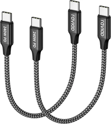 RAVIAD 240 W USB C Cable Kurz 0,5 m Packung 2, Ladekabel USB C PD 3.1 Schnellladekabel USB C auf USB C für iPhone