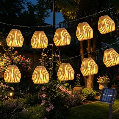 Iluminación solar exterior HUIKUANGEU, 10 piezas de luces LED solares al aire libre de 3.8 m, resistentes al agua