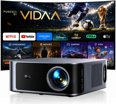 Proyector 4K de Alta Luminosidad 2000 ANSI/VIDAA SO Rápido/40W Audio Dolby Netflix Incluido TV en Vivo, FHD1080P, HDR10, A