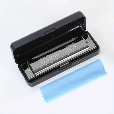 Armonica de 10 agujeros C Key para principiantes con funda y paño de limpieza