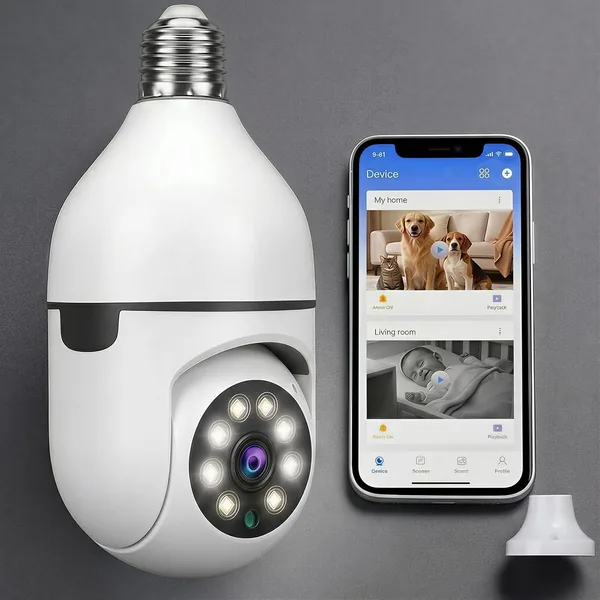Câmera de Segurança Wi-Fi 360° Full HD, Visão Noturna e Detecção de Movimento, Áudio Bidirecional - Melhor Preço