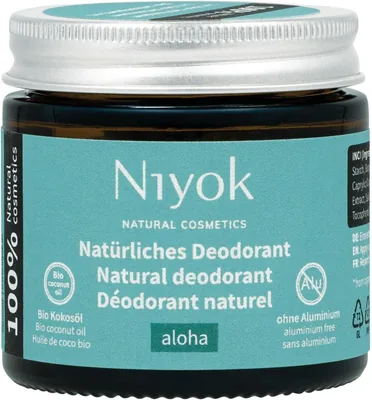 Niyok Aloha Antiperspirant Crème Déodorante 2-en-1 (40ml) • Sans Aluminium • Protection Anti-Odeur et Sueur 24h | 60% de Réduction