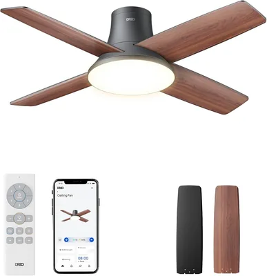 Ventilador de techo Dreo con luz, 12 velocidades, 3 modos, motor DC silencioso, instalación fácil, LED dimmable, control remoto y temporizador 12