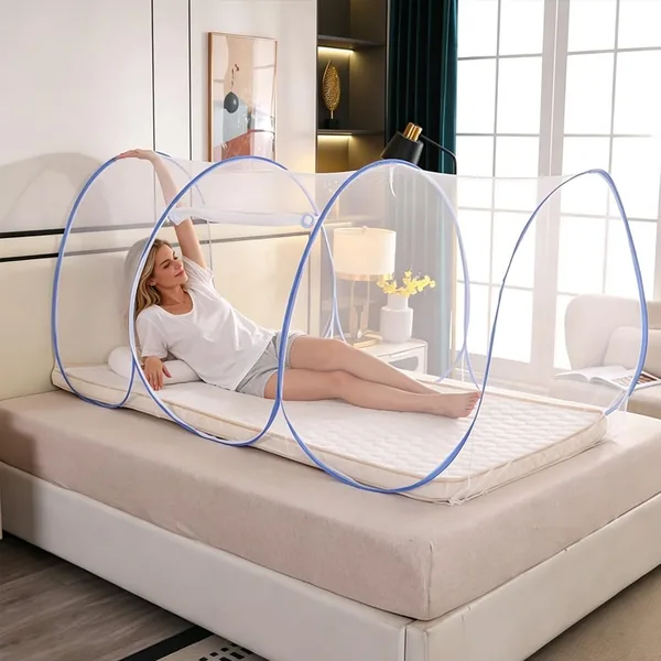 Reducción del 30% - Red de Mosquitos SKIKHN Doblable para Viajes, Red de Protección contra Mosquitos de 190 x 90 x 90 cm con Cierre a Cremallera