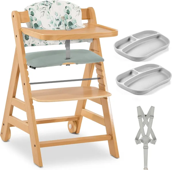 Silla alta evolutiva Hauck Alpha Plus con ruedas y accesorios para bebé