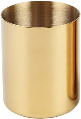 Gold Stainless Steel Pencil Cup Desk Organizer - Multi-Functional Pen Holder