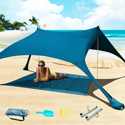 Tente de plage Cuupo Pop Up 2x2.1m UVP 50 Lycra Protection Solaire Anti-Vent Protection contre le Soleil Arrière-cour