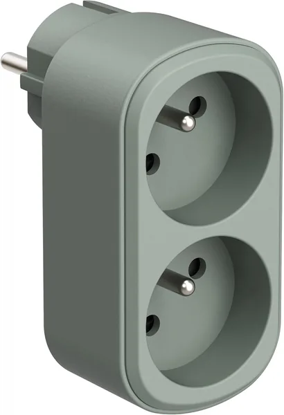 Electraline 531198 Steckdosenadapter Biplite Prima, 2 franz sische Steckdosen, 16 A, Wandadapter, Gr n