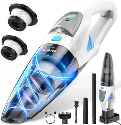 Topipop Aspirapolvere Senza Fili, 25000Pa Aspiratore Portatile con Stazione di Ricarica, Filtro HEPA Lavabile e Batteria da 8000mAh
