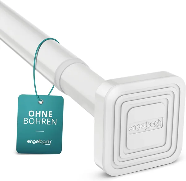 Engelbach Curtain Pole No Drilling Solid Carbon Steel Curtain Rod Telescopic Extendable Clothes Rail White